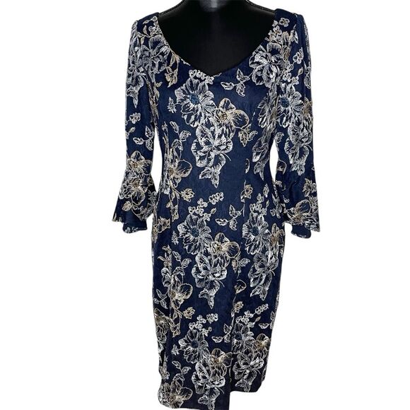 Alex Evenings Dresses & Skirts - Alex Evenings Floral Dress Embroidered Cocktail Special Occasion Blue Size 10